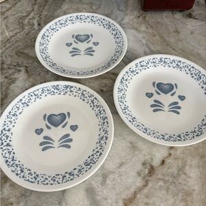 Corelle White and Blue Heart Pattern Plates